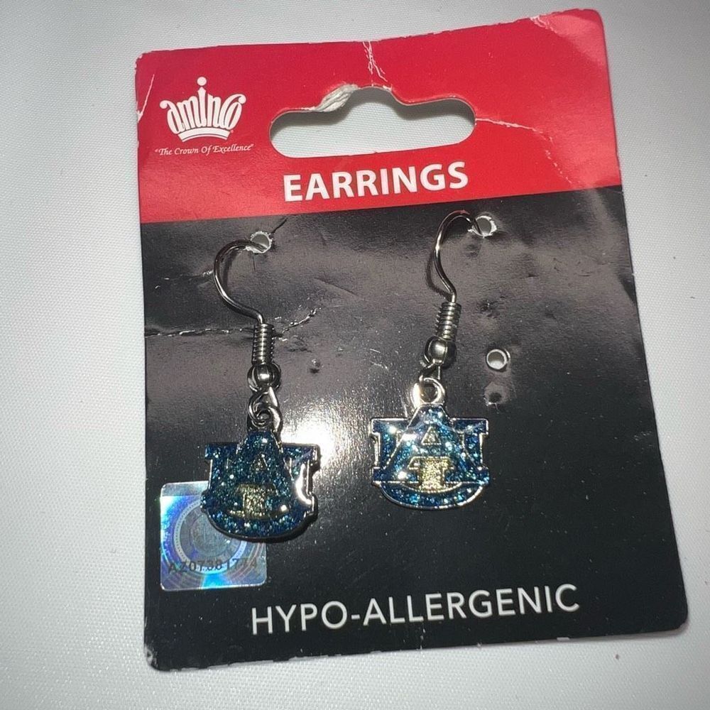 Aminco Auburn Tigers State Design Dangle Earrings